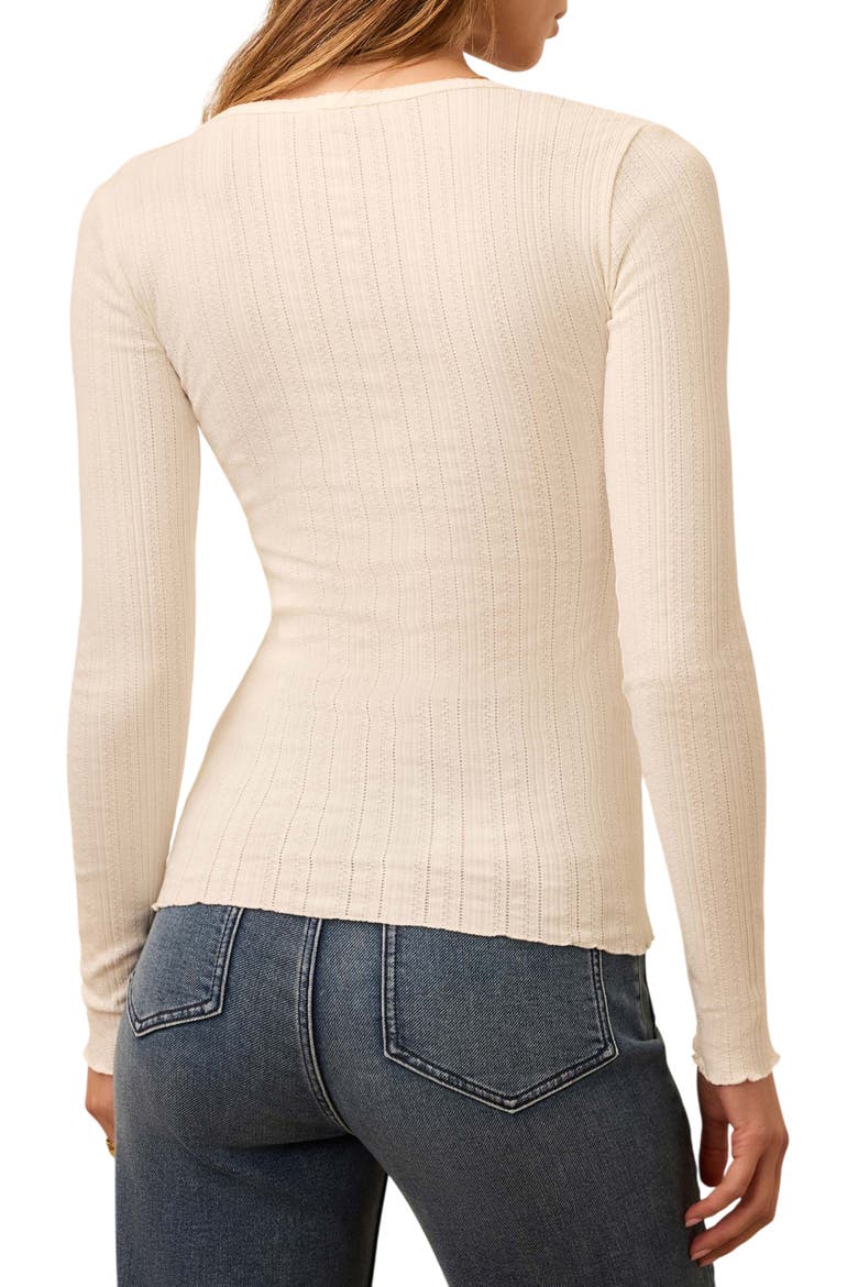 Paradise Pointelle Organic Cotton Blend Long Sleeve T-Shirt, Alternate, color, EGRET