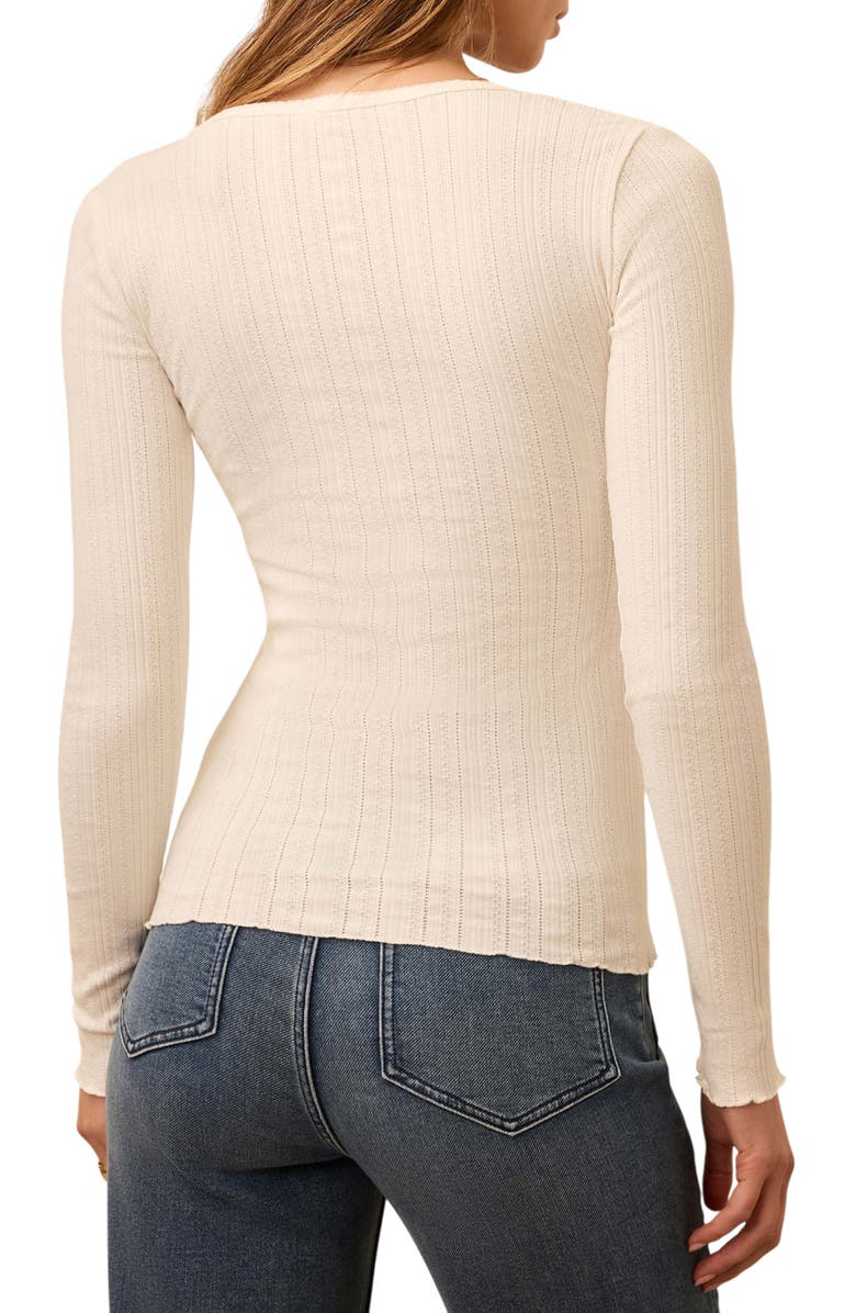 Faherty Paradise Pointelle Organic Cotton Blend Long Sleeve T-Shirt, Alternate, color, Egret