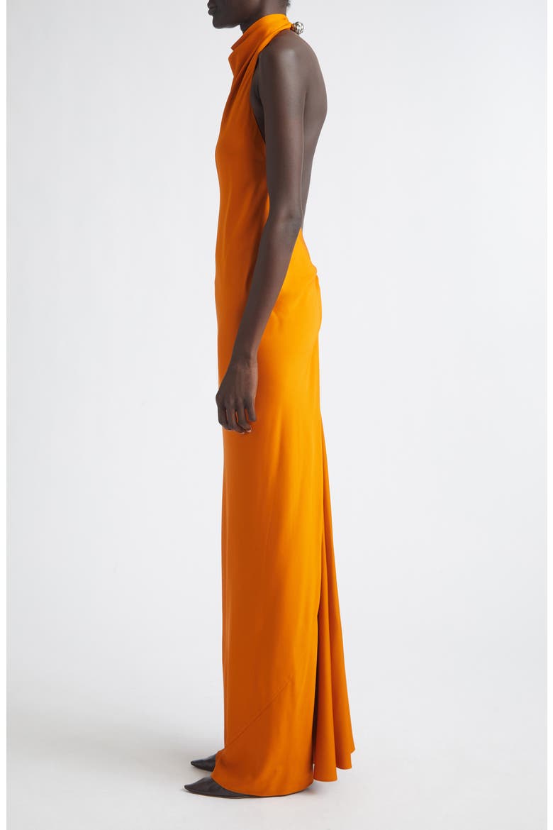 The Ophelia Halter Neck Stretch Crepe Gown, Alternate, color, SUNSET