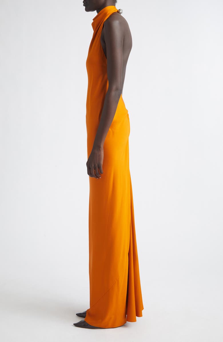 Brandon Maxwell The Ophelia Halter Neck Stretch Crepe Gown, Alternate, color, Sunset
