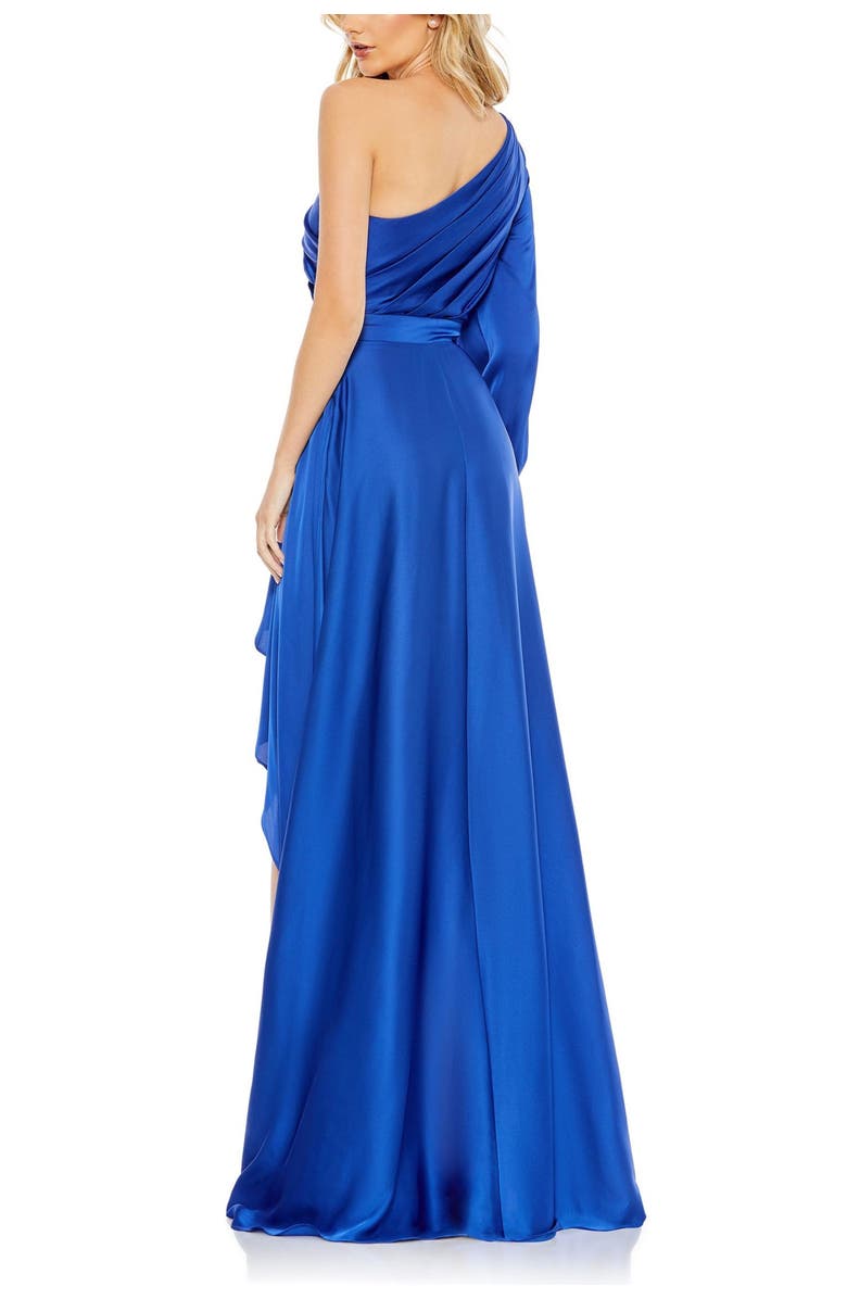 Mac Duggal High Low One Shoulder Flowy Gown, Alternate, color, Cobalt