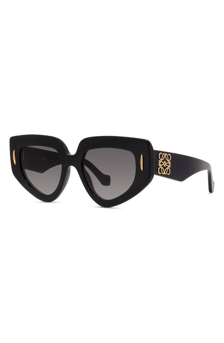 Loewe Anagram 51mm Geometric Sunglasses, Alternate, color, Shiny Black / Gradient Smoke