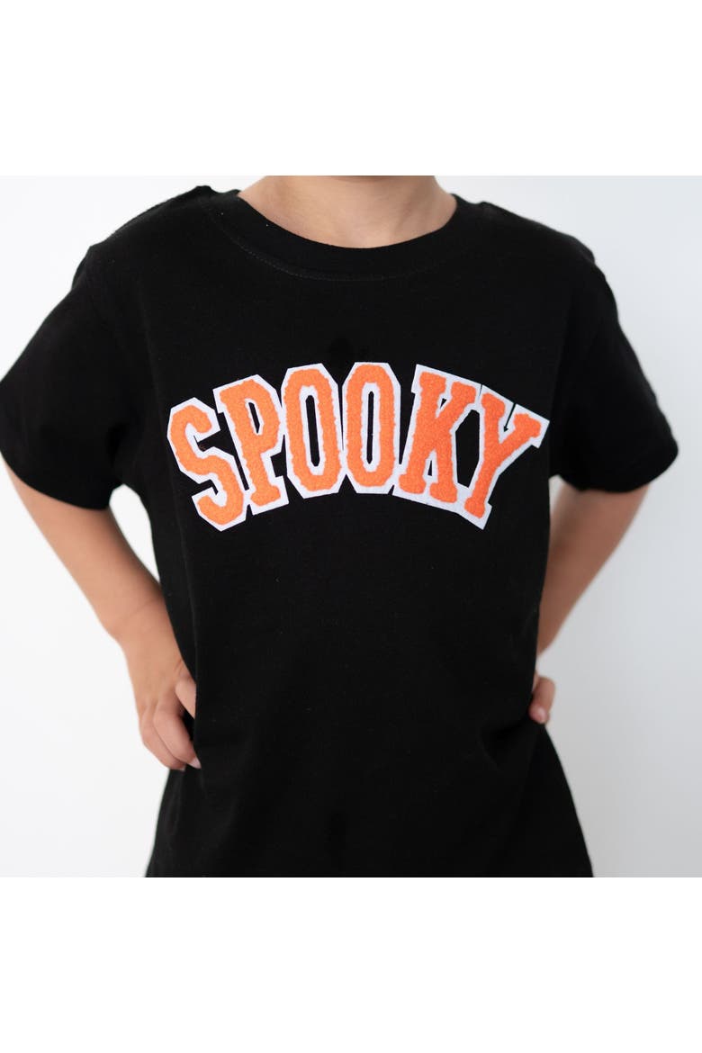Spooky Orange Patch Halloween Short Sleeve T-Shirt, Alternate, color, Black