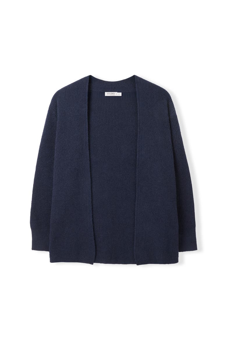 Longline Ribbed Cardigan, Alternate, color, Navy