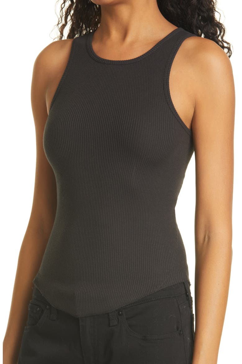 The Essential Ribbed Tank, Alternate, color, BLACK