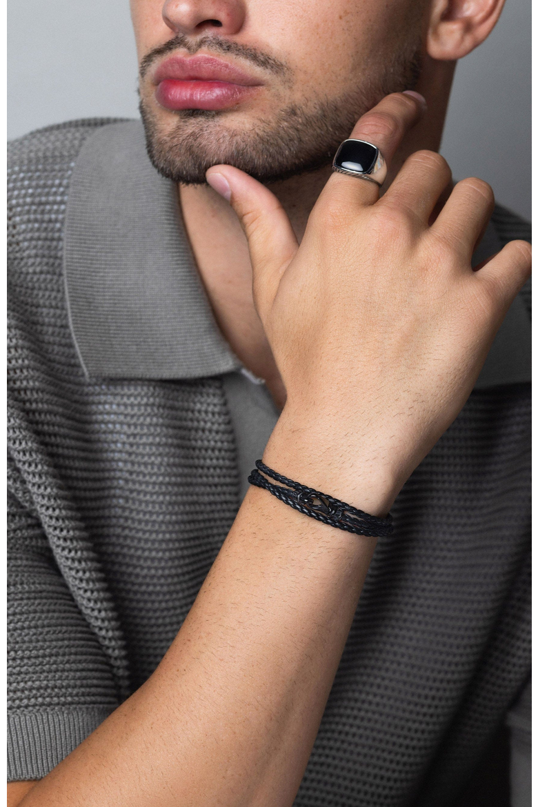 Wrap Around Leather Bracelet, Alternate, color, Black