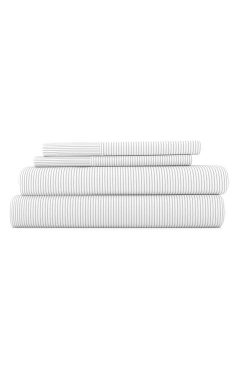 Home Spun Premium Ultra Soft Pinstriped Pattern 4-Piece Bed Sheet Set