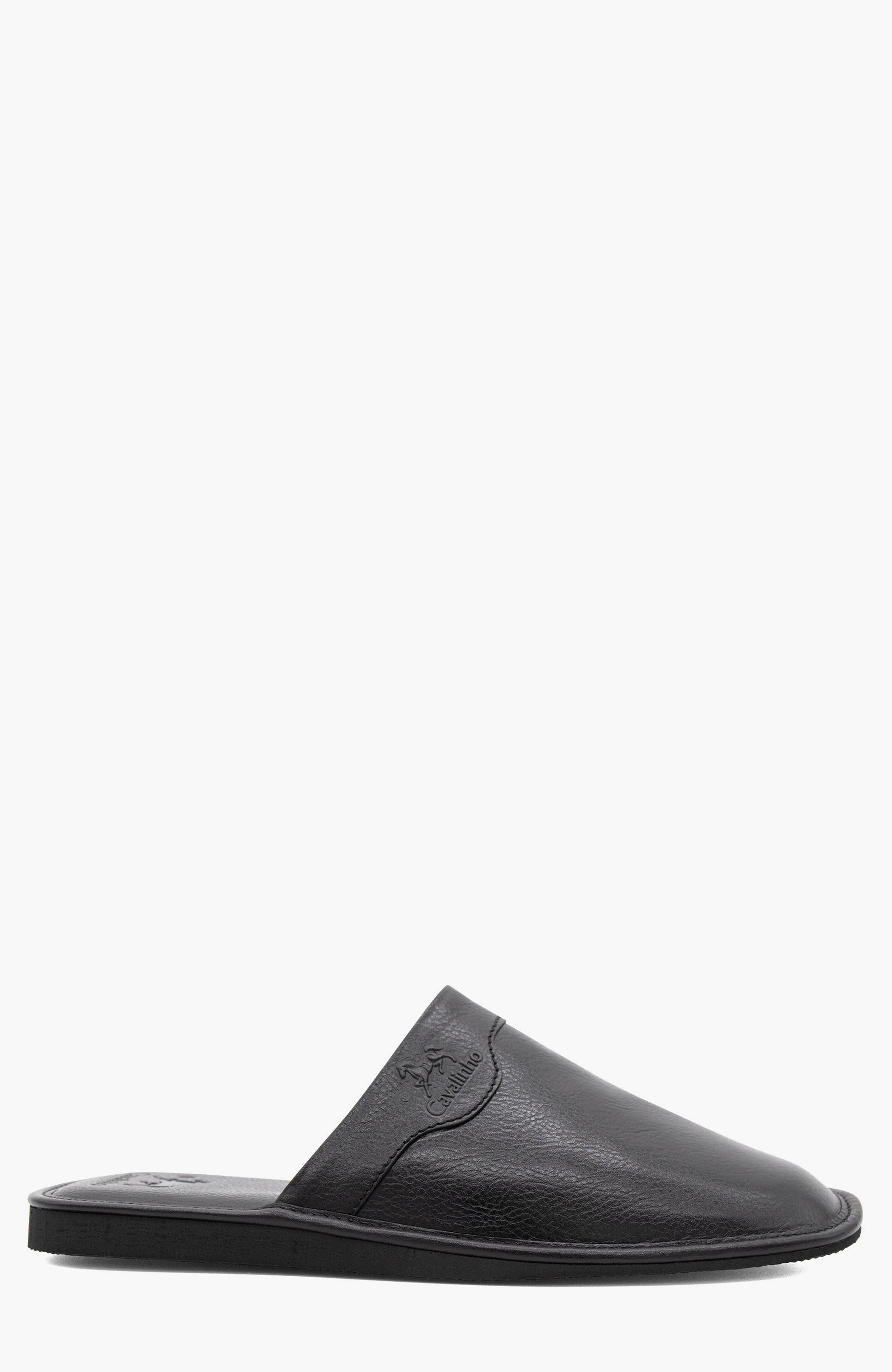 Gentleman Leather House Slippers 103, Main, color, Black