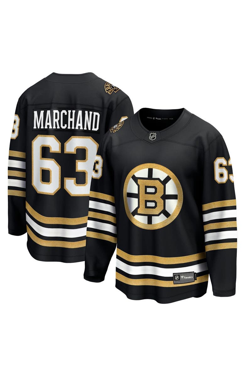 FANATICS Men's Fanatics Branded Brad Marchand Black Boston Bruins 100th Anniversary Premier Breakaway Player Jersey, Main, color, 