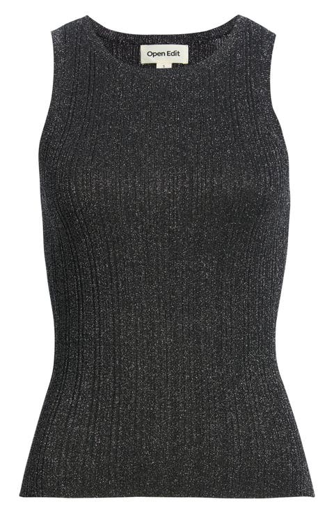 Metallic Ribbed Sweater Tank