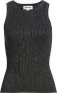 Open Edit Metallic Ribbed Sweater Tank