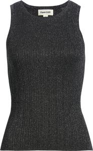 Open Edit Metallic Ribbed Sweater Tank