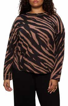 Sanctuary Zebra Stripe Crewneck Sweater