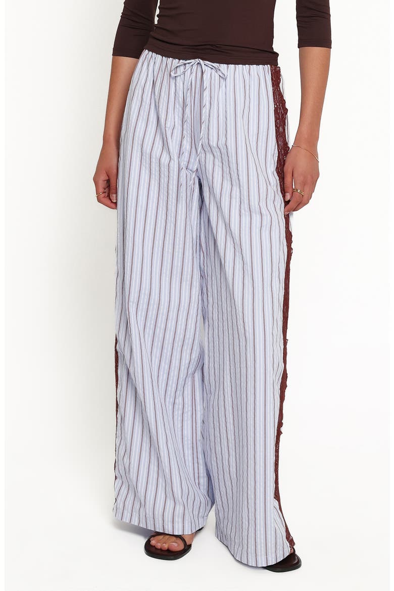 Ellina Lace Contrast Wide Leg Pants, Main, color, BLUE STRIPE