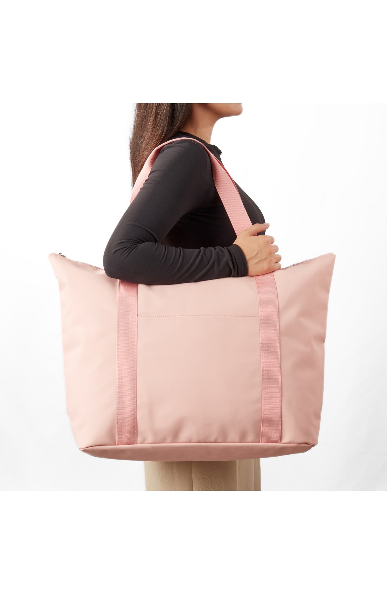 Vinyl Coated Nylon Tote, Alternate, color, PINK