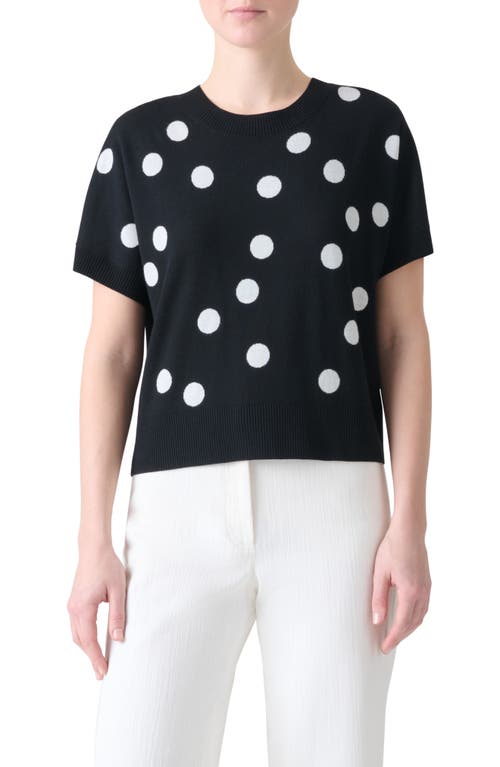 Akris Punto Polka Dot Short Sleeve Wool Sweater