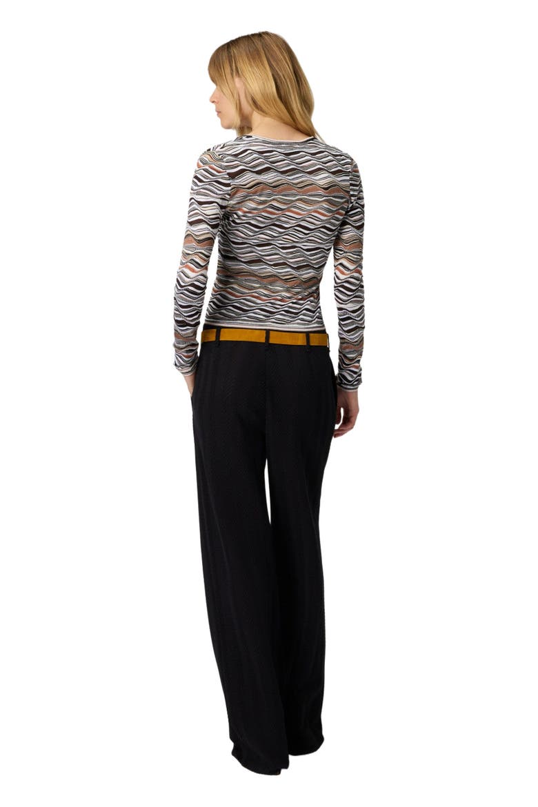 Buttoned Cardigan With Wave Pattern, Alternate, color, Beige & Brown