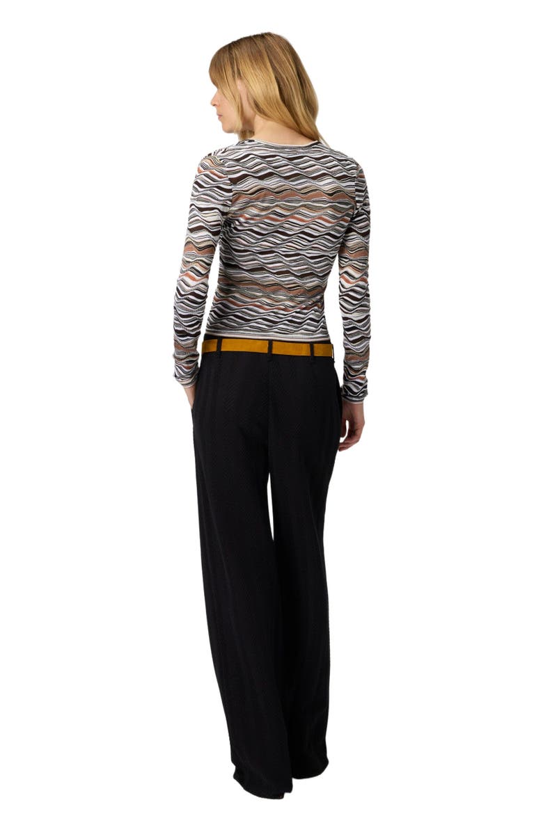 Missoni Buttoned Cardigan With Wave Pattern, Alternate, color, Beige & Brown