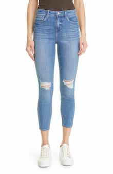 L'AGENCE Margot Ripped High Waist Crop Skinny Jeans