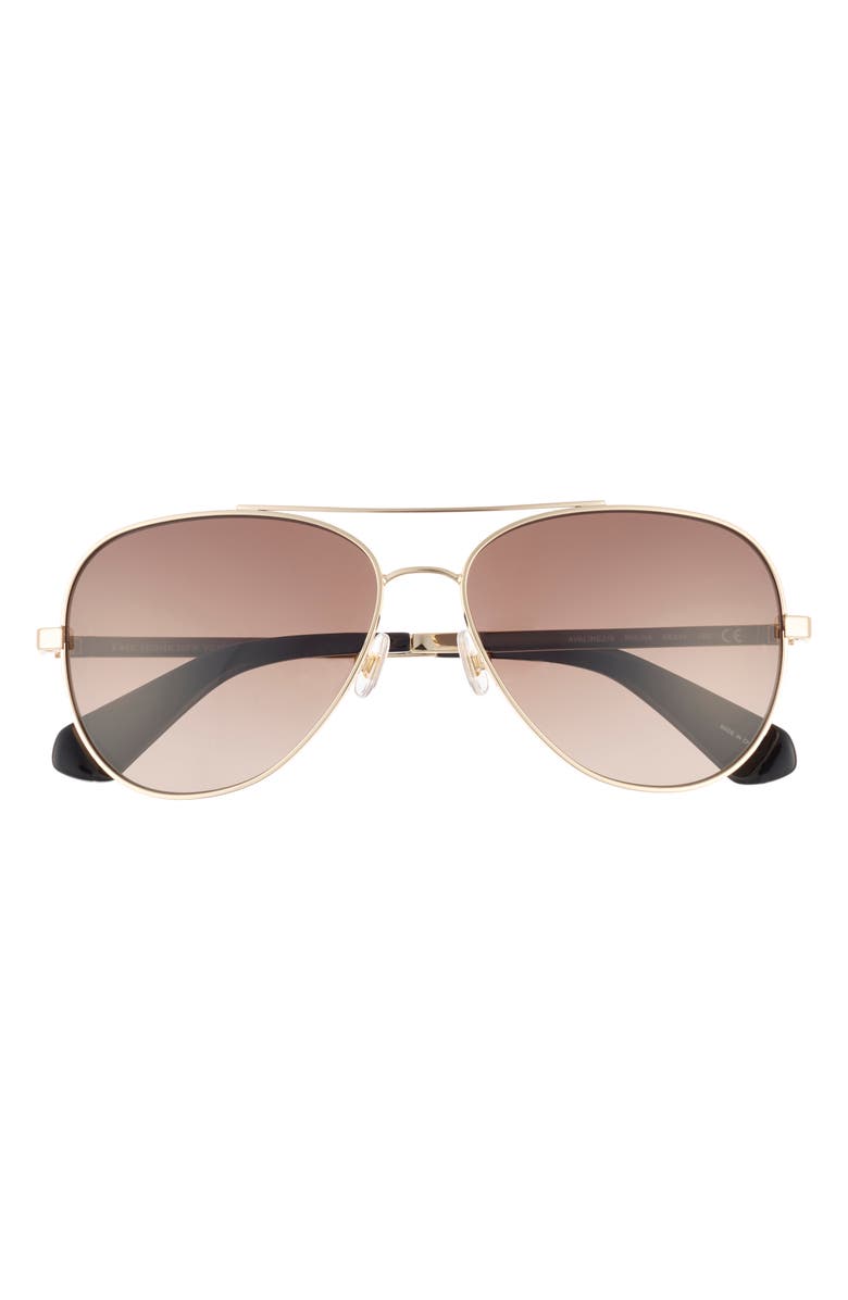 Kate Spade New York avaline2 58mm gradient aviator sunglasses, Main, color, Gold Black