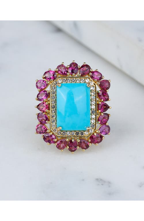 Ys Gems Blue Mohave Turquoise Halo Ring In Blue