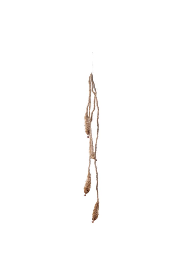 Plastic Bottle Brush & Wire Garland with Balls, Champagne Finish, Main, color, Champagne