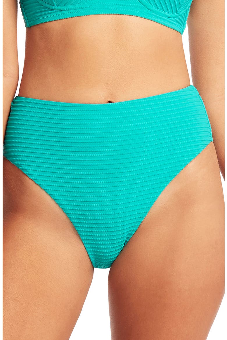 Retro High Waist Bikini Bottoms, Main, color, AQUA