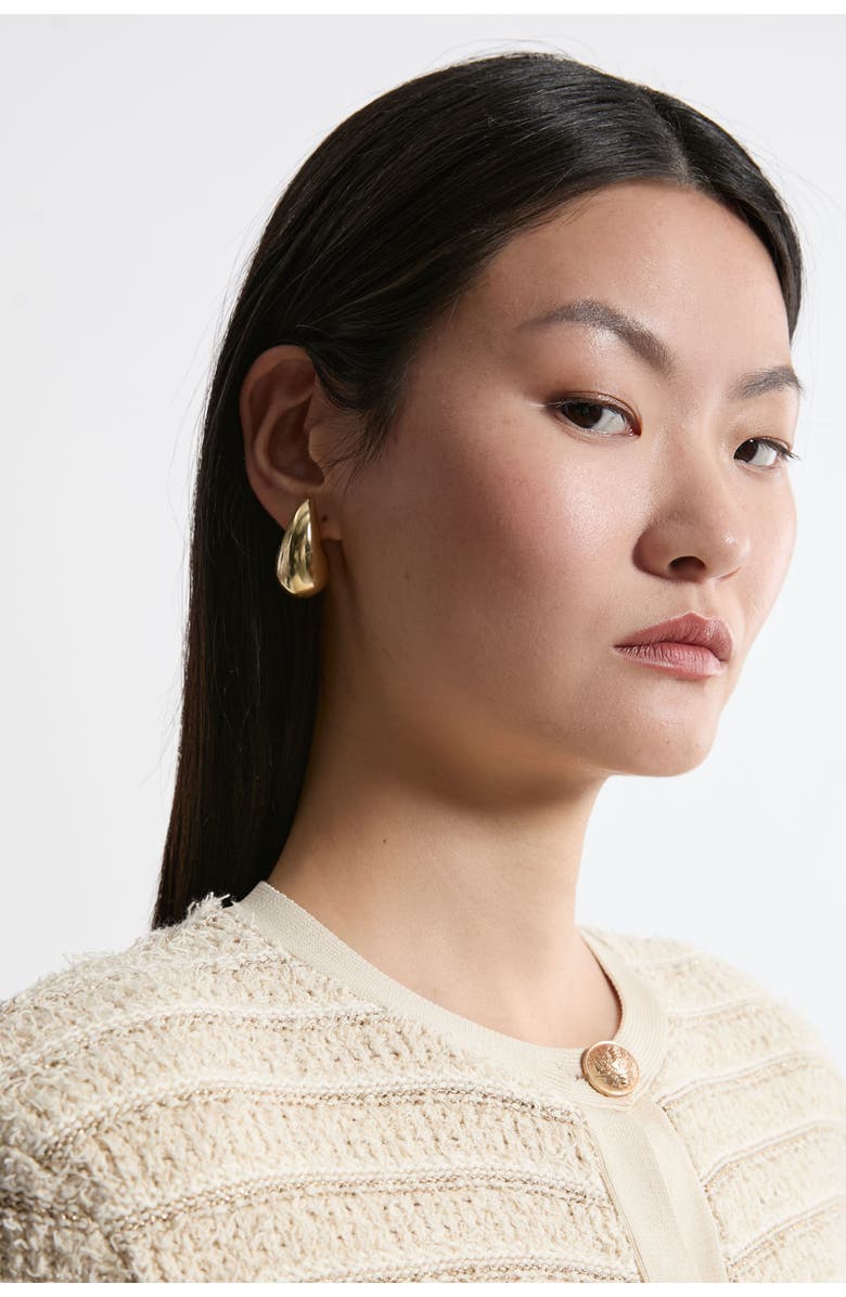 Karen Millen Textured Military Trim Knit Jacket, Alternate, color, Cream