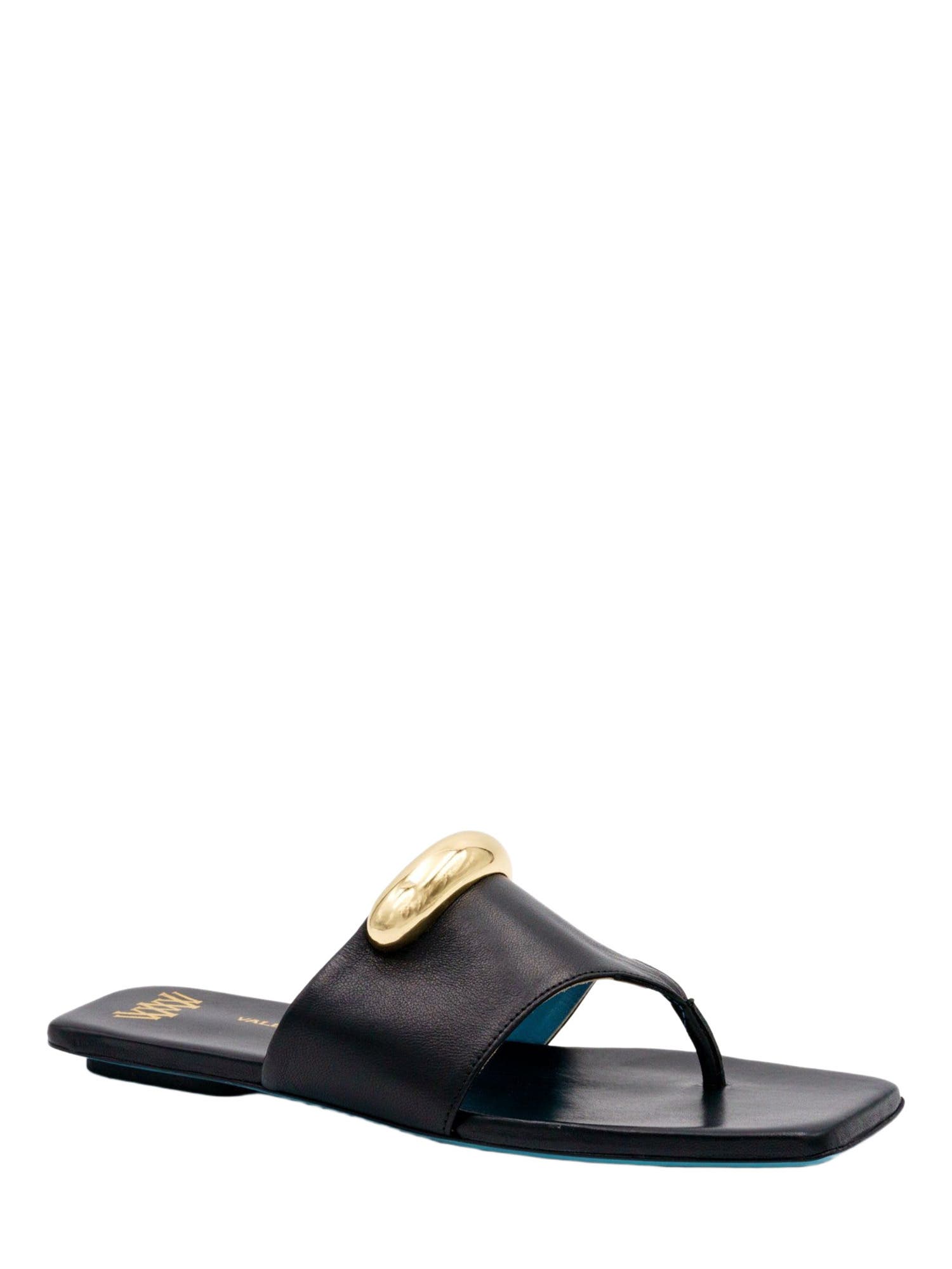 Valentina Rangoni Circe Thong Flat Sandal, Main, color, Black