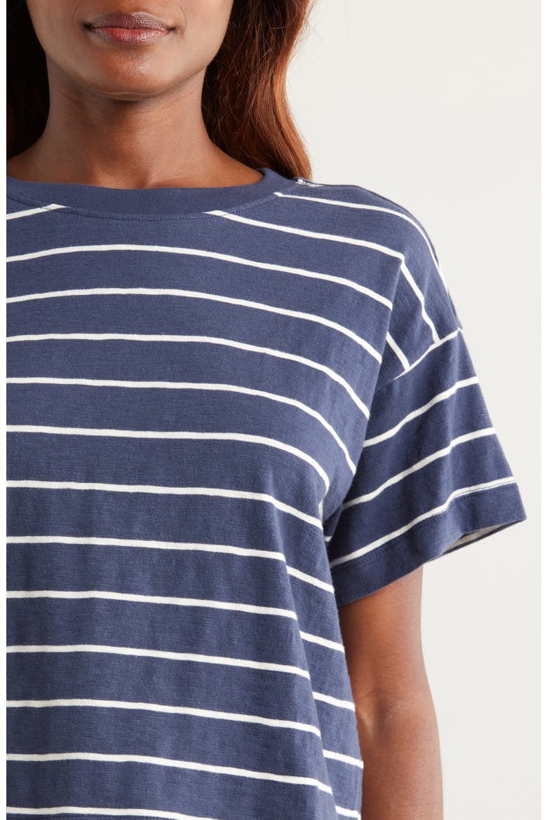 Slub Cotton Crop T-Shirt, Alternate, color, NAVY/WHITE STRIPE