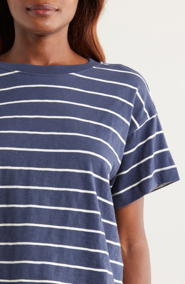 Marine Layer Slub Cotton Crop T-Shirt, Alternate, color, Navy/ White Stripe