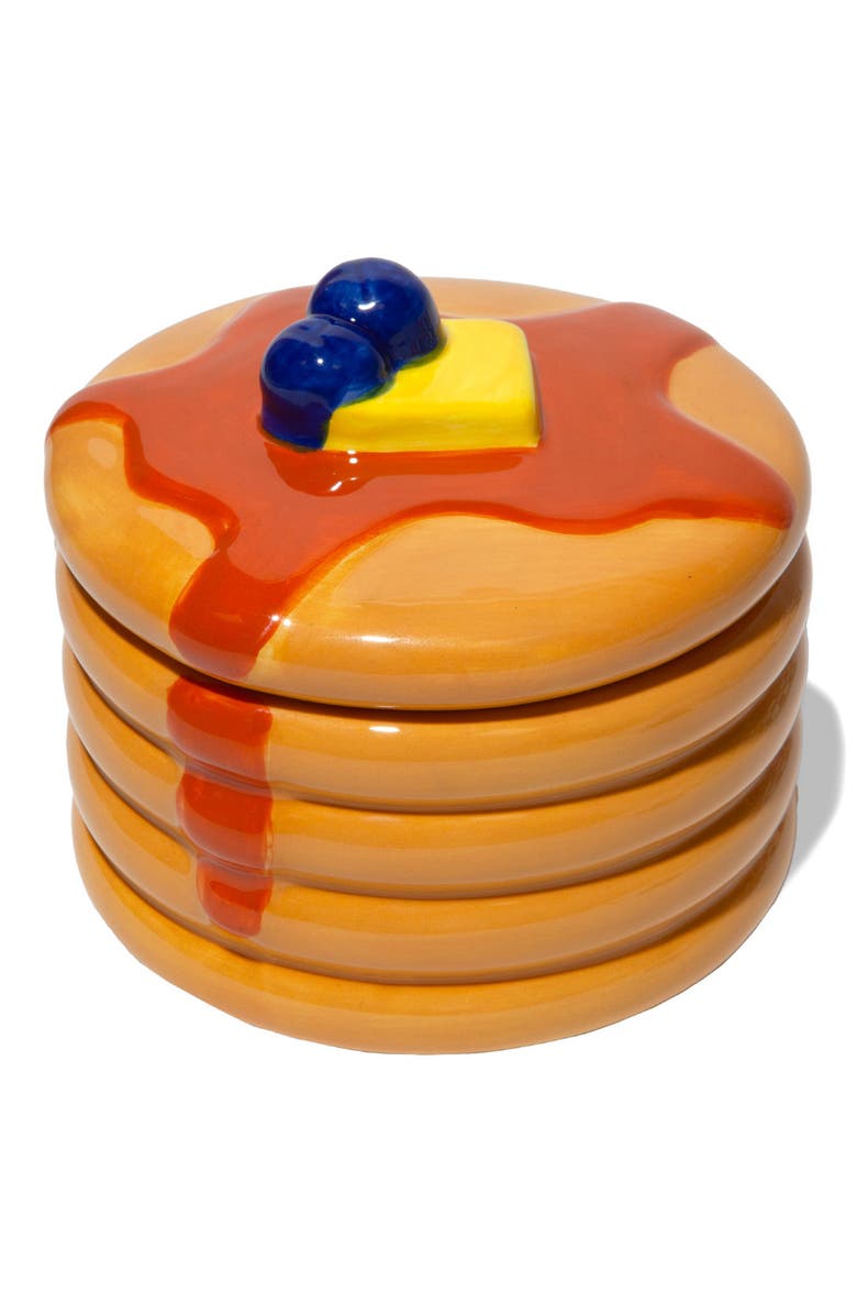 doiy Good Morning Collection Pancake Ceramic Storage Box, Main, color, Brown