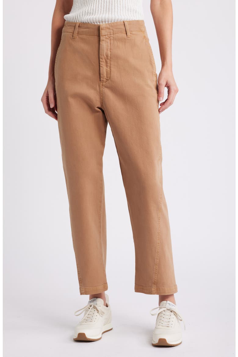Twisted Leg Cotton Blend Pants, Main, color, BROWN BEAR