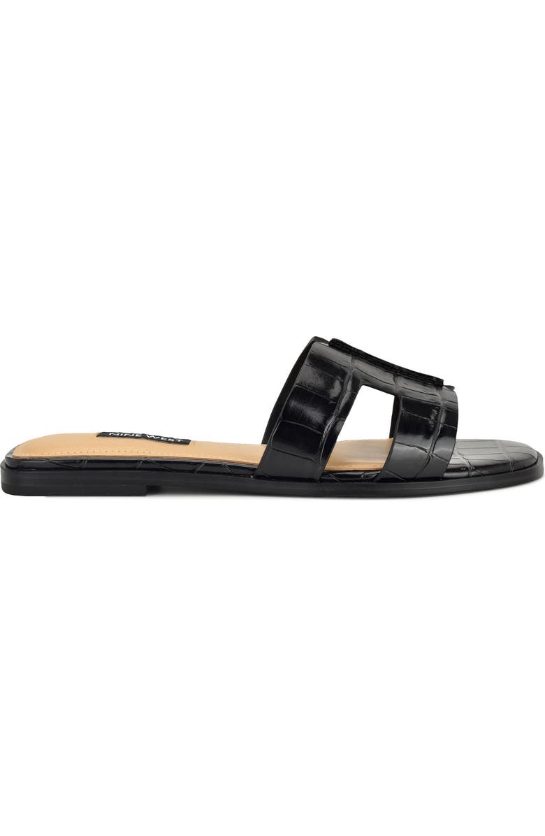 Nine West Giny Slide Sandal, Alternate, color, Black Embossed