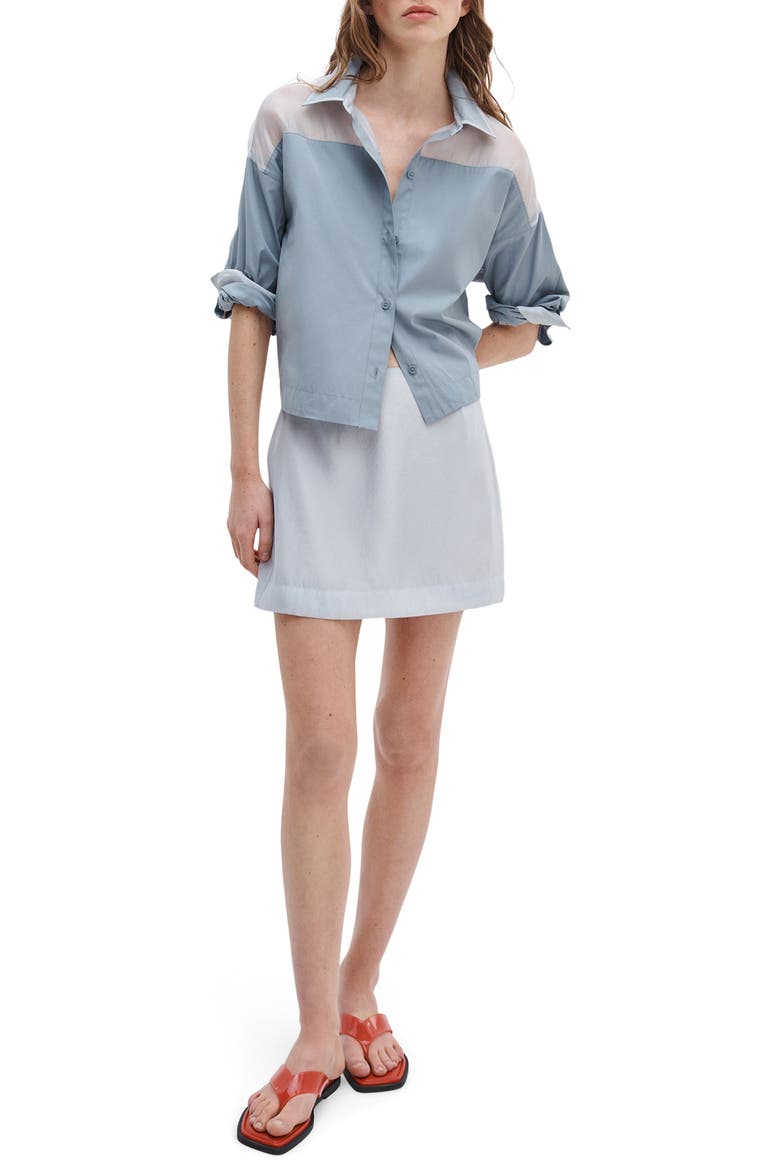 Elly Crop Button-Up Shirt, Alternate, color, GREY