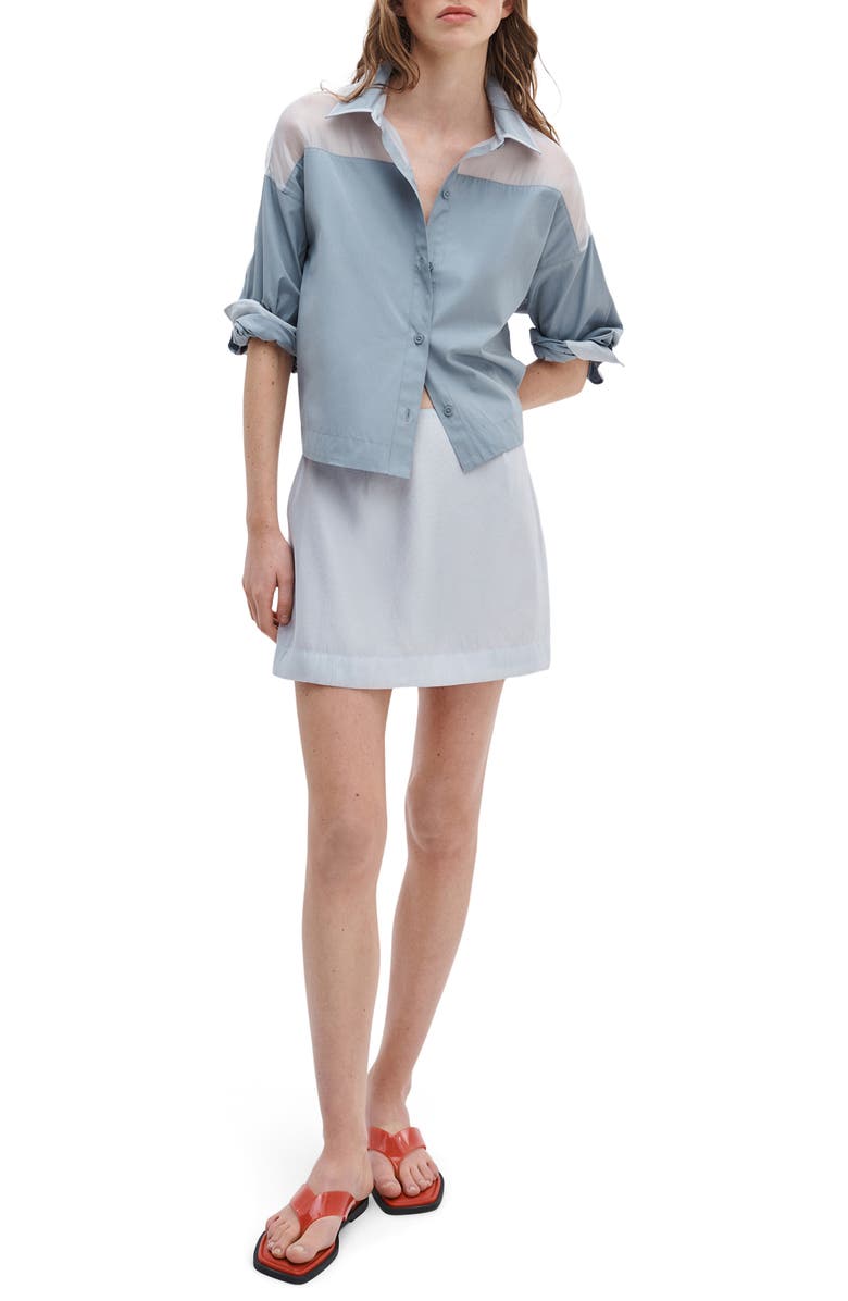 rag & bone Elly Crop Button-Up Shirt, Alternate, color, Grey