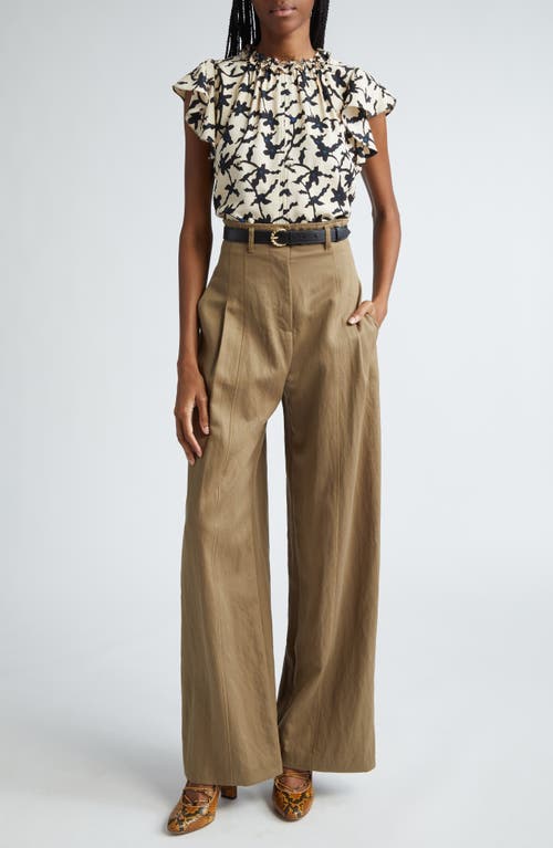 Ulla Johnson Delvine High-rise Pleated Wide-leg Pants In Driftwood