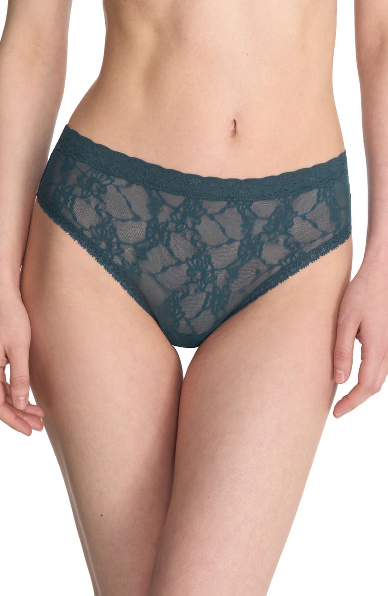 Natori Bliss Allure Lace Thong, Main, color, Crystal Teal