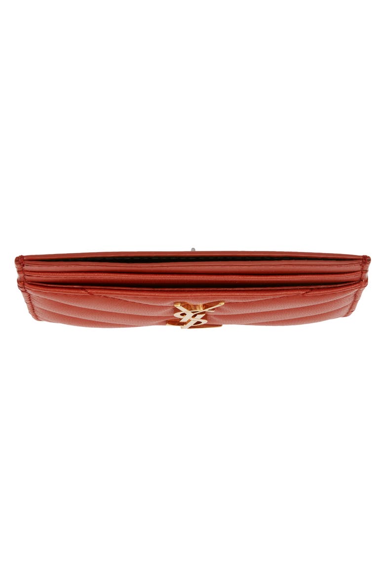 Cassandra Matelassé Leather Card Case, Alternate, color, DARK MANDARIN
