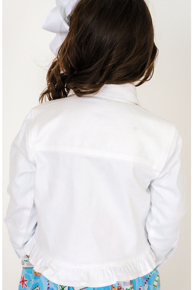 Kids' Ruffle Hem Denim Jacket, Alternate, color, WHITE