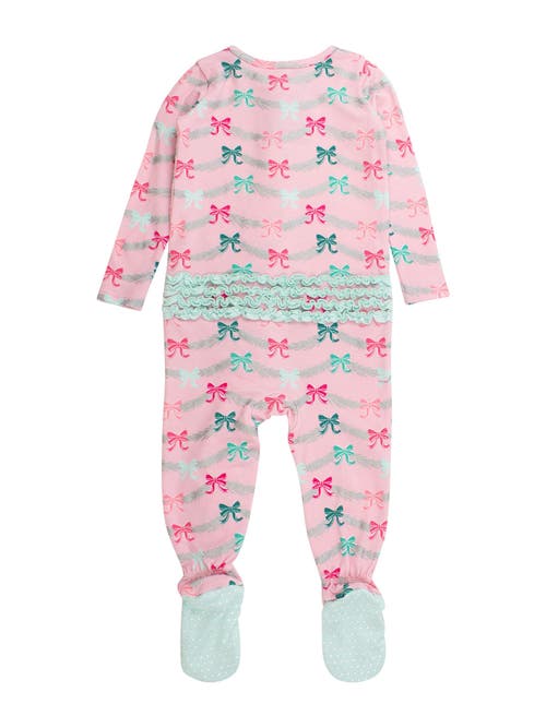 Rufflebutts Modal Blend Ruffle One Piece Footie Pajamas In Pink