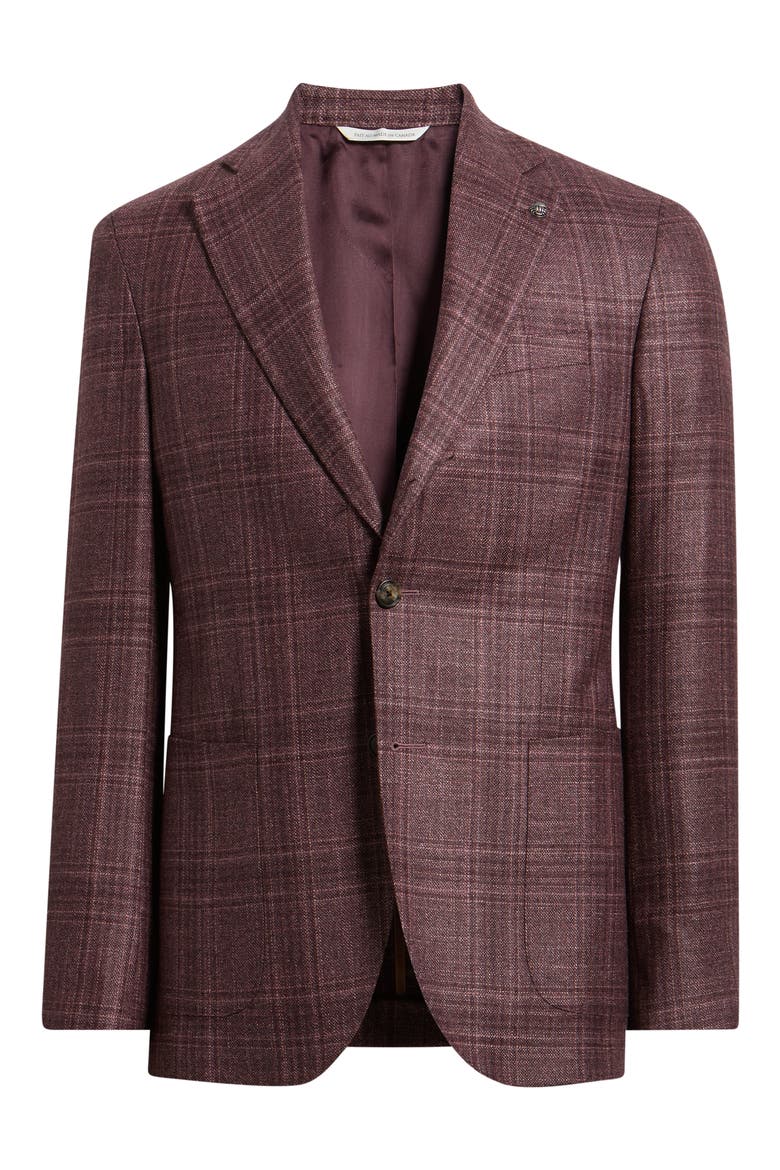 Myles Plaid Wool Blend Sport Coat, Alternate, color, WINE