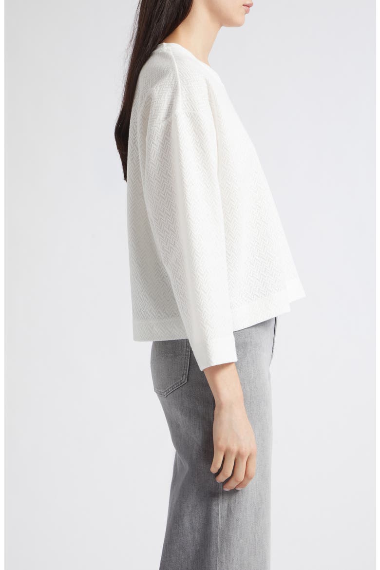 Crewneck Chevron Jacquard Sweater, Alternate, color, IVORY
