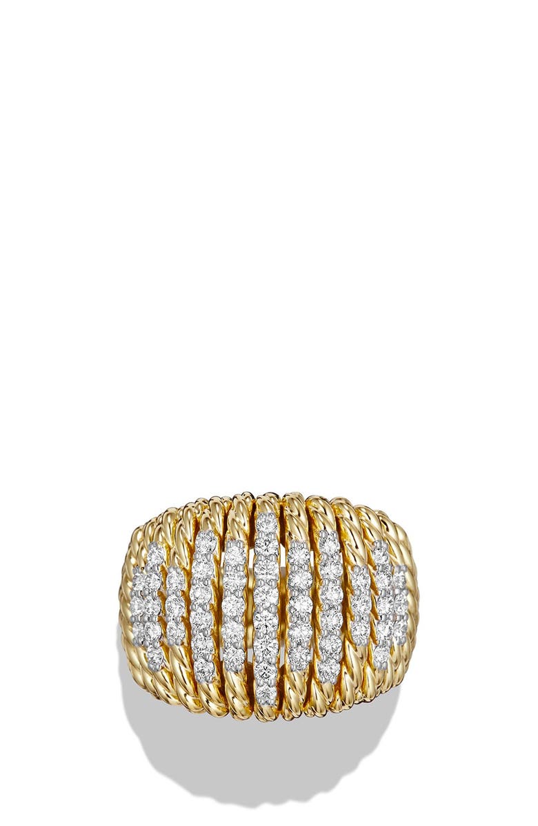 David Yurman 'Tempo' Ring with Diamonds in 18K Gold, Alternate, color, Diamond