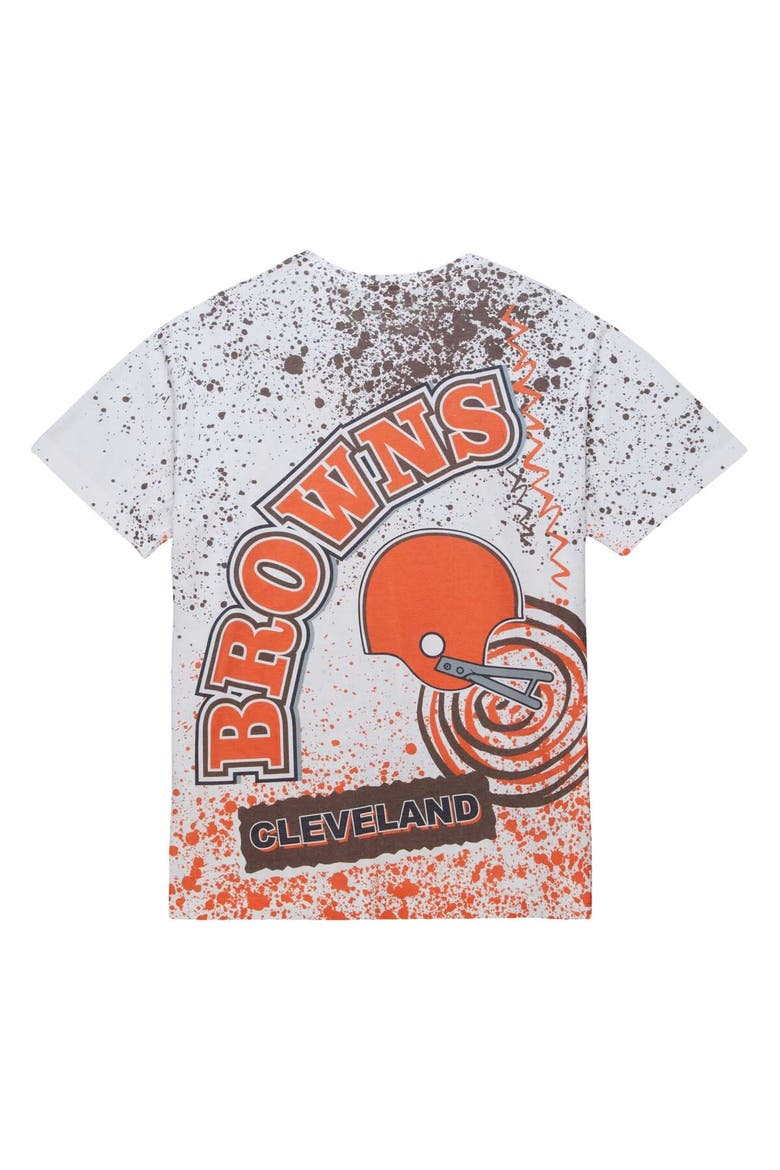 Men's Mitchell & Ness White Cleveland Browns Team Burst Sublimated T-Shirt, Alternate, color, White