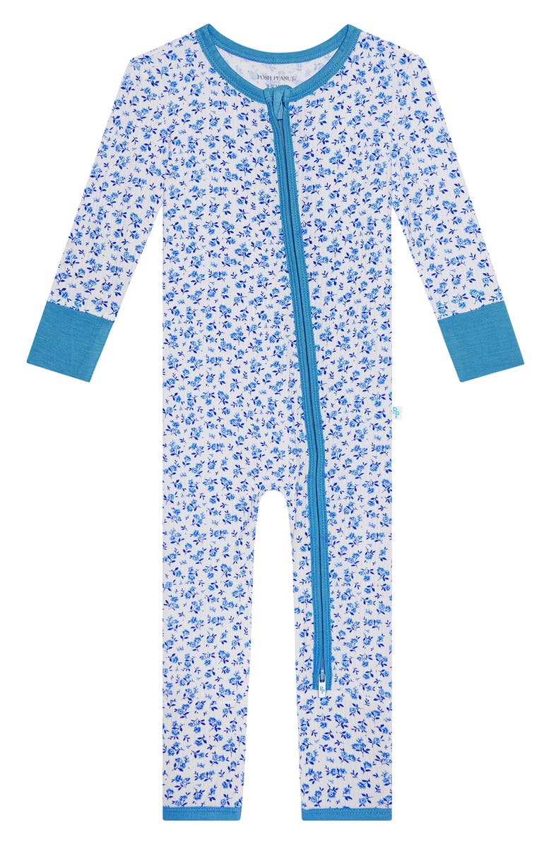 Posh Peanut Kids' Andina Floral Fitted Footie Pajamas, Main, color, 