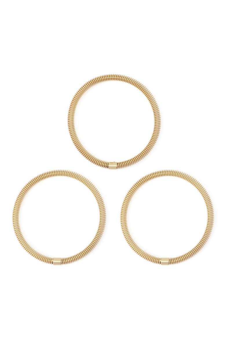 Set of Three Coiled Bangles, Alternate, color, GOLD