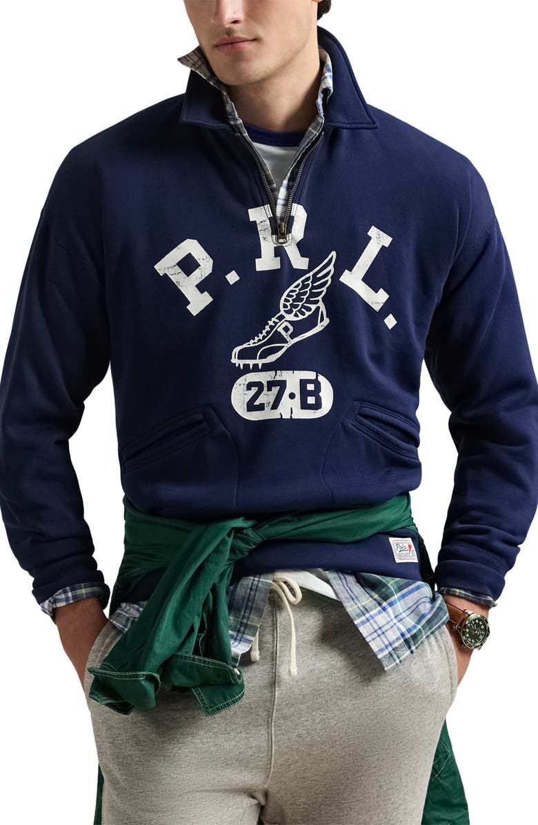 Polo Ralph Lauren Running Club Vintage Fit Graphic Sweatshirt, Main, color, 