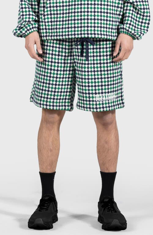 Pleasures Misquote Diamond Pattern Shorts In Navy