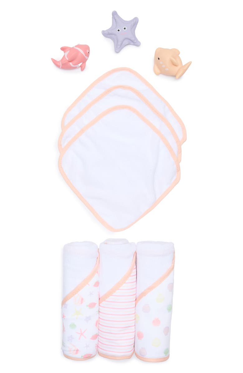 ELEPHANT AND CASTLE Kids' Towel & Toy Bath Set, Main, color, White Multi